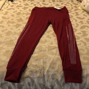 Spandex workout capris w/ diamond like rhinestone